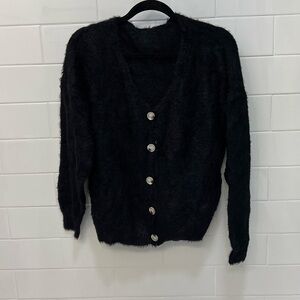 Fuzzy Super soft, Black Button-Up Women's Sweater NWOT